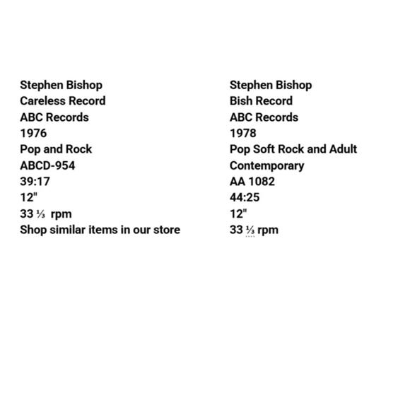 Vtg Lot 2 Stephen Bishop Careless Bish Record ABC 1970s Adult Contemporary - Picture 2 of 11